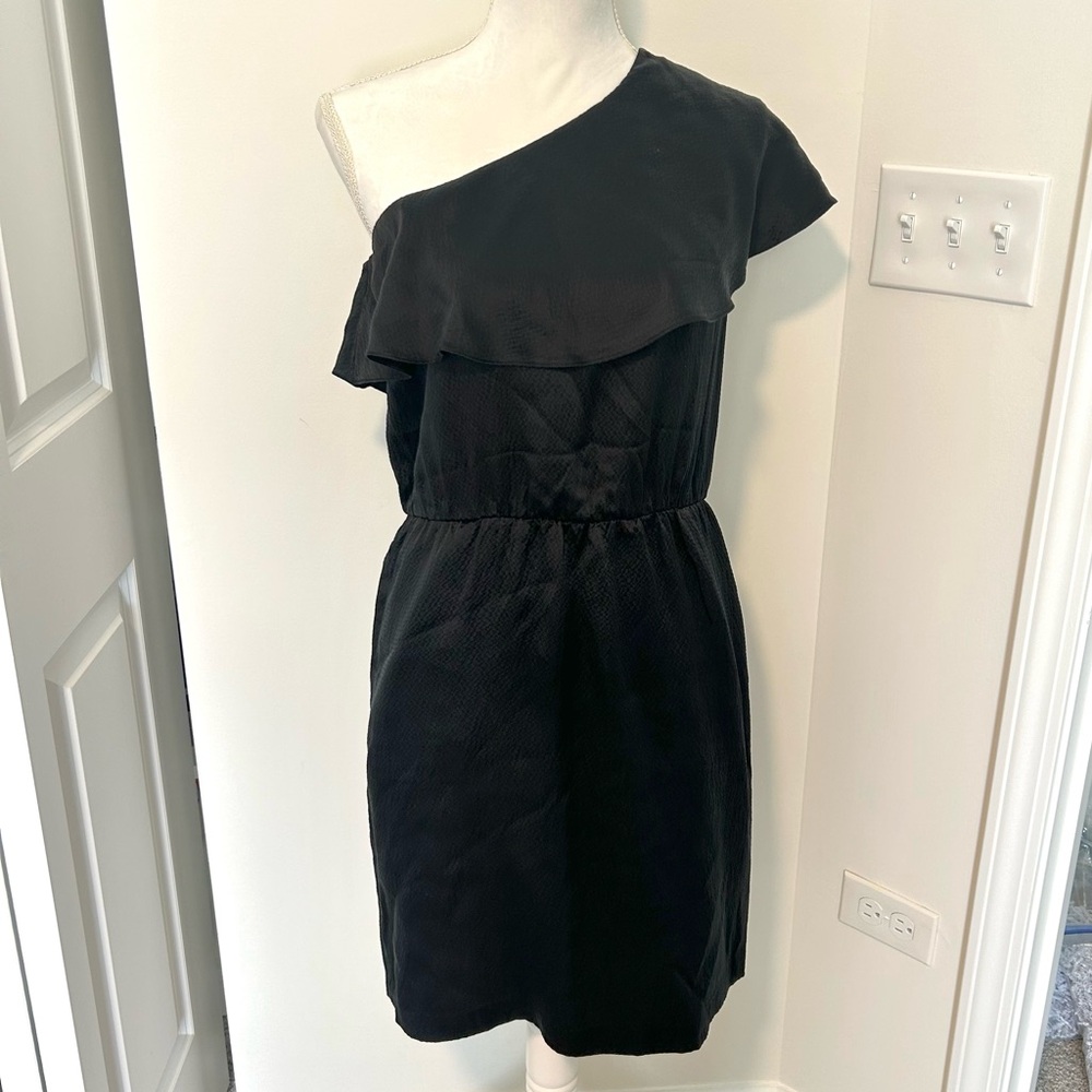 Halston Heritage Black One-Shoulder Dress